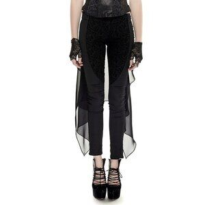 Punk Rave Gothic Floral Mesh Skinny Pants Black Sheer Jacquard Goth Rave XS-L